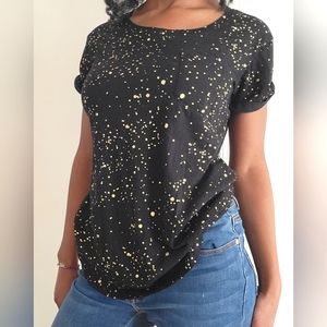 🌜 [a.n.a.] Black Gold Splatter Short Sleeve Tee XS